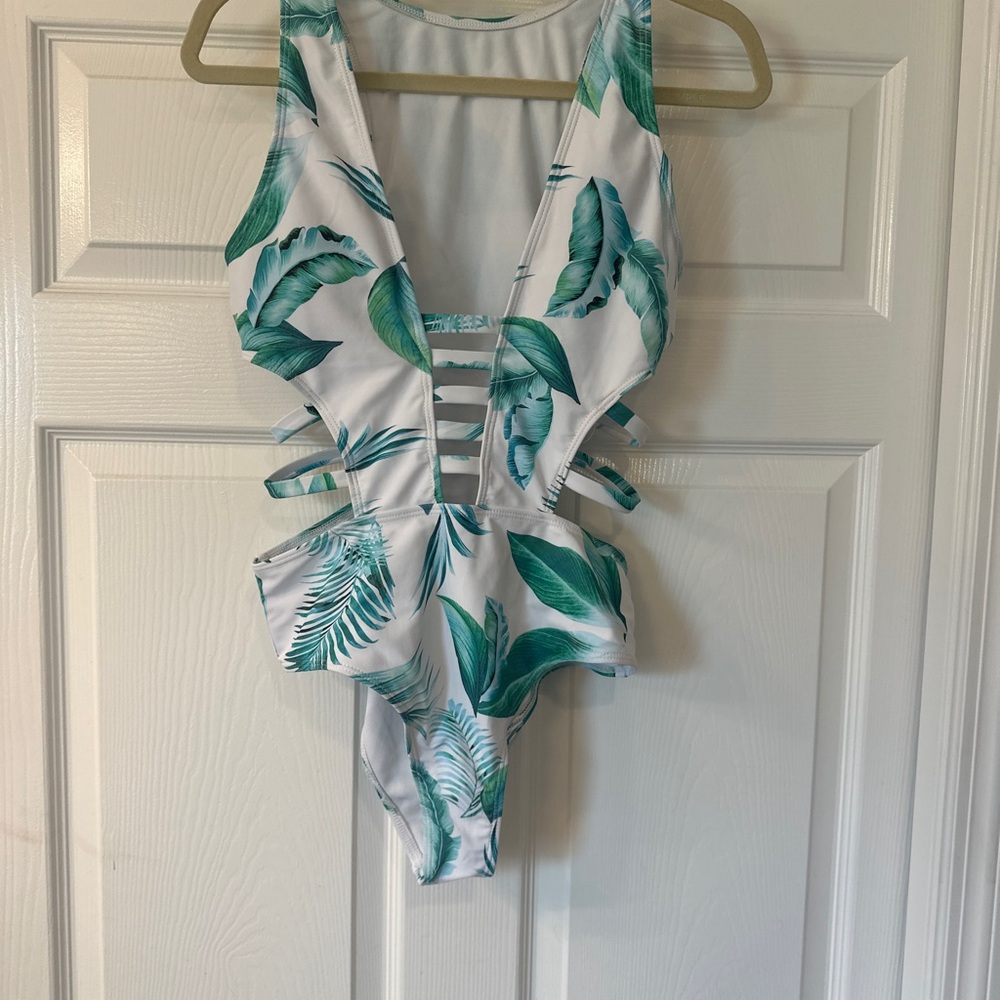 Tropical Leaf Print Kids Swimsuit